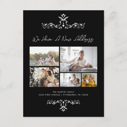 Casual zwart 5 Foto's  Moving Announge Briefkaart (Voorkant)