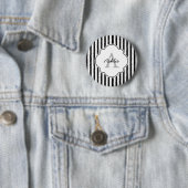 Casual zwart gekleurd strips monogram en naam ronde button 5,7 cm (In situ)