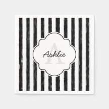 Casual zwart gekleurd strips monogram en naam