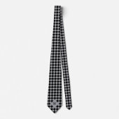 Casual zwart geruit monogram stropdas (Voorkant)