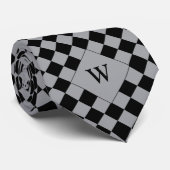 Casual zwart geruit monogram stropdas (Opgerold)