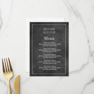 Casual zwart krijtbord bruiloft menu sjabloon