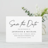 Casual zwart-Script bruiloft Save The Date (Staand voorkant)