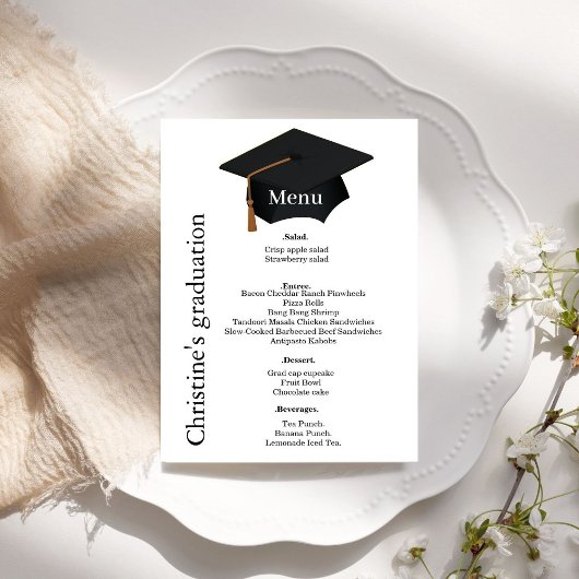 Casual zwart-wit het partijmenu van de Graduatie v Menu