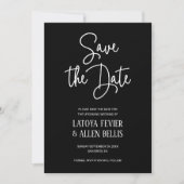 Casual zwart wit schrijven Save the Date Wedding Kaart (Voorkant)