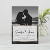 Casual zwart-wit Verloving van de Foto Kaart (Staand voorkant)