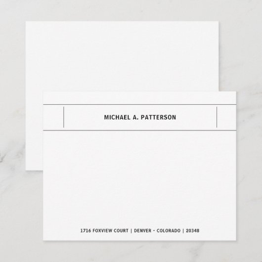 Casual zwarte, persoonlijke adresgrens notitiekaartje (Voorkant / Achterkant)