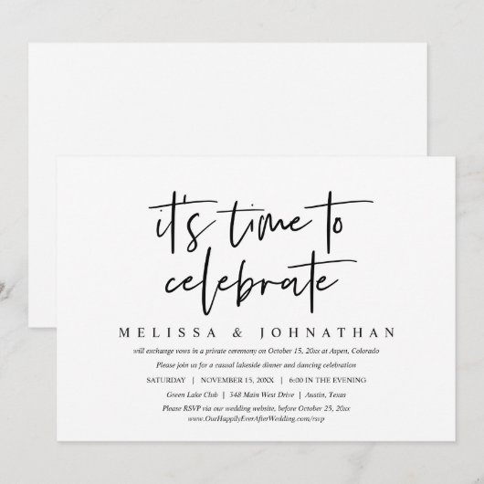 Casuelaat trouwen, het is tijd om te vieren kaart (Voorkant / Achterkant)