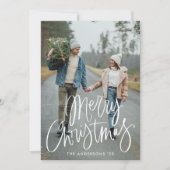 Casuële handgeschreven script Prettig kerstfeest f Feestdagenkaart (Voorkant)