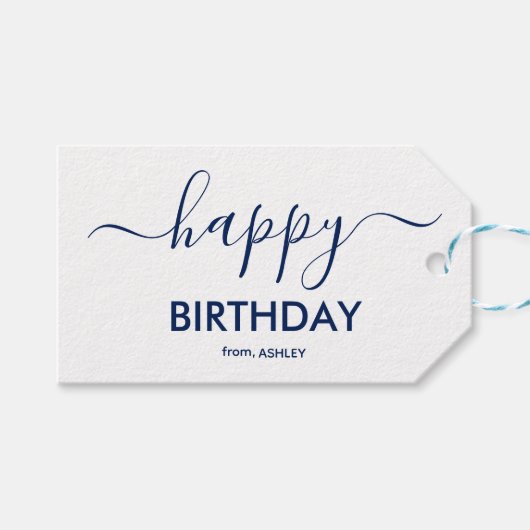 Casuell Schrift Type Happy Birthday Cadeaulabel (Voorkant (Horizontaal))