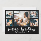 Casuïstisch script multi-fotogrid | Prettig kerstf Feestdagenkaart (Voorkant)