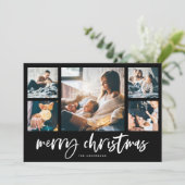 Casuïstisch script multi-fotogrid | Prettig kerstf Feestdagenkaart (Staand voorkant)