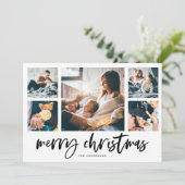 Casuïstisch script multi-fotogrid | Prettig kerstf Feestdagenkaart (Staand voorkant)