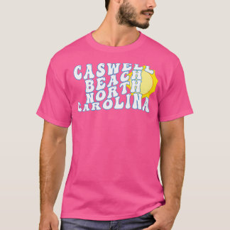 Caswell Beach North olina Retro Wavy jaren 70 Teks T-shirt