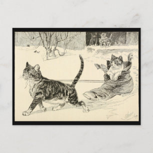  Cat 1883 Illustration, Fun Ride in a Shoe Briefkaart