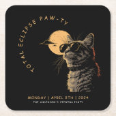 CAT 2024 Totale zonneverduistering kijkfeest Invi Kartonnen Onderzetters (Voorkant)