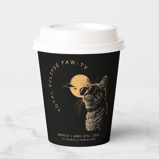 CAT 2024 Totale zonneverduistering kijkfeest Invi Papieren Bekers (Voorkant)