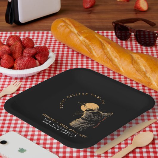 CAT 2024 Totale zonneverduistering kijkfeest Invi Papieren Bordje (Picknick)