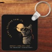 CAT 2024 Totale zonneverduistering kijkfeest Invi Sleutelhanger (Achterkant)