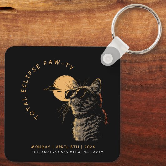 CAT 2024 Totale zonneverduistering kijkfeest Invi Sleutelhanger (Achterkant)