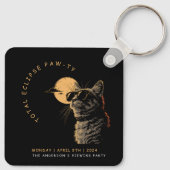 CAT 2024 Totale zonneverduistering kijkfeest Invi Sleutelhanger (Achterkant)