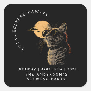 CAT 2024 Totale zonneverduistering kijkfeest Invi Vierkante Sticker