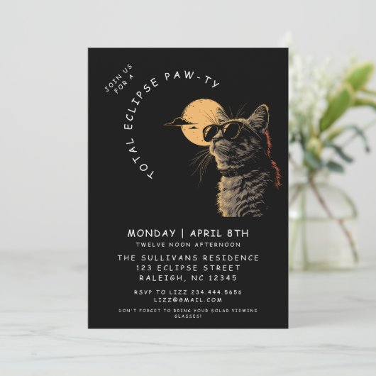 Cat 2024 Totale Zonsverduistering Bekijken Partij Kaart (Staand voorkant)