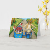 Cat 384 met muis op Wenskaart Kaart (Gele Bloem)