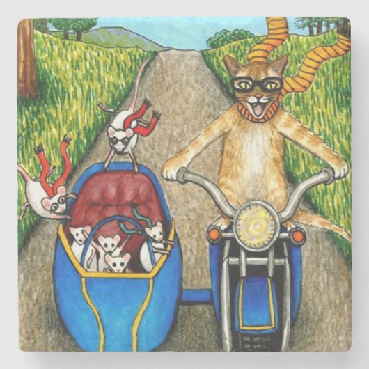 Cat 384 stenen onderzetter (Voorkant)