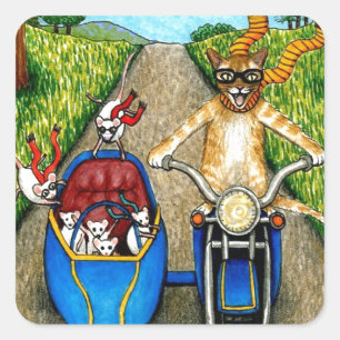 Cat 384 vierkante sticker