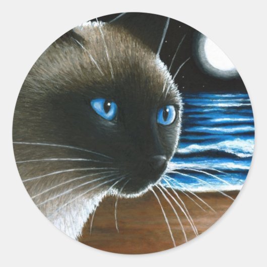 Cat 396 Siamese Ronde Sticker (Voorkant)