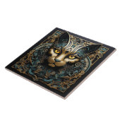 Cat 3D-effect met gouden accent Abstracte kunst Tegeltje (Zijkant)