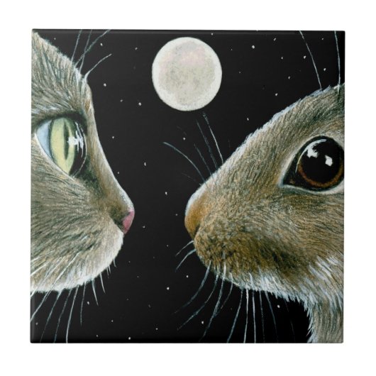 Cat 413 Rabbit Moon Tegeltje (Voorkant)