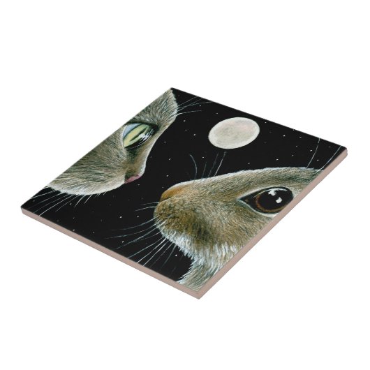 Cat 413 Rabbit Moon Tegeltje (Zijkant)