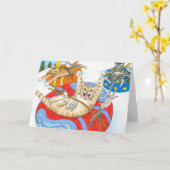 Cat 438 Grappig Wenskaart Kaart (Gele Bloem)