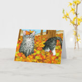 Cat 441 Herfst Herfst Grappig Wenskaart Kaart (Gele Bloem)