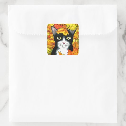 cat 447 vierkante sticker (Tas)