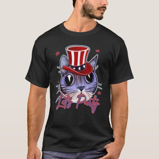 Cat 4th of July Patriotic T-shirt (Voorkant)