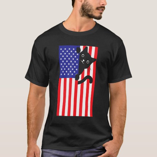 Cat 4th Of July US Flag Patriotic American 1 T-shirt (Voorkant)