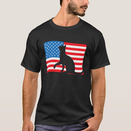 Cat 4th Of July US Flag Patriotic American T-shirt (Voorkant)
