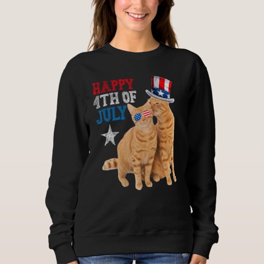 Cat 4th of July USA Flag Family Matching Couples F Trui (Voorkant)