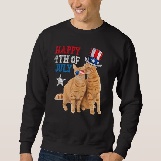 Cat 4th of July USA Flag Family Matching Couples F Trui (Voorkant)