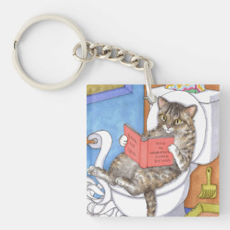 Cat 535 kat op toilet grappige badkamerkunst sleutelhanger