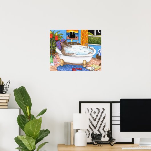 Cat 567 Funny badkamerkunst Poster (Thuiskantoor)