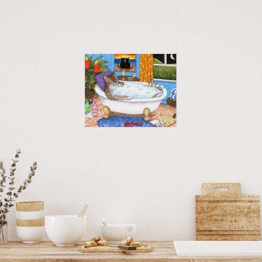 Cat 567 Funny badkamerkunst Poster (Keuken)