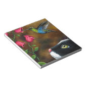 Cat 571 Tuxedo met Hummingbird Notitieblok (Schuin)