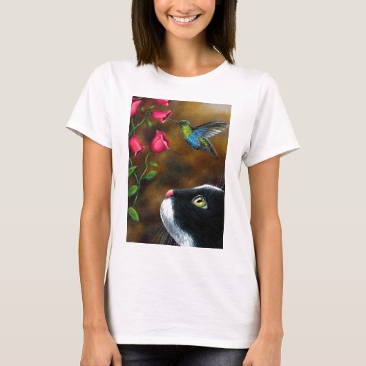 Cat 571 Tuxedo met Hummingbird T-shirt (Voorkant)