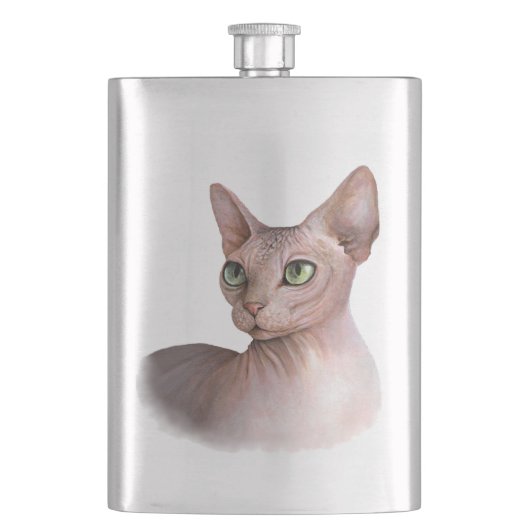 Cat 578 Sfynx white background Heupfles (Voorkant)