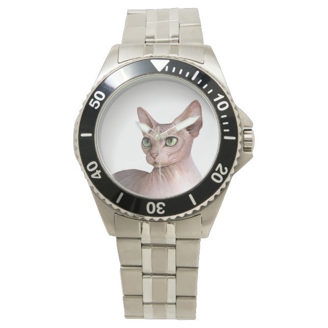 Cat 578 Sphynx witte achtergrond Horloge (Voorkant)