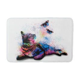 Cat 614 roze blauwe vlinder badmat